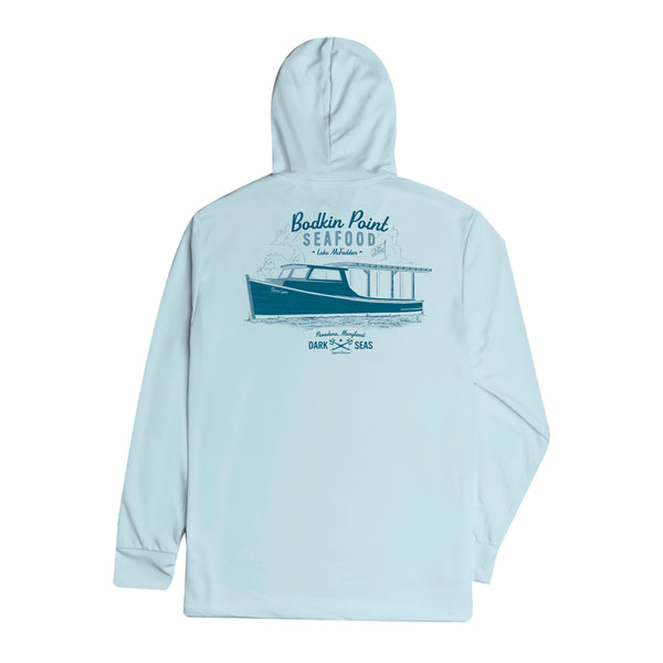 CRAB STAND HOODED UV LS T-SHIRT ARCTIC BLUE