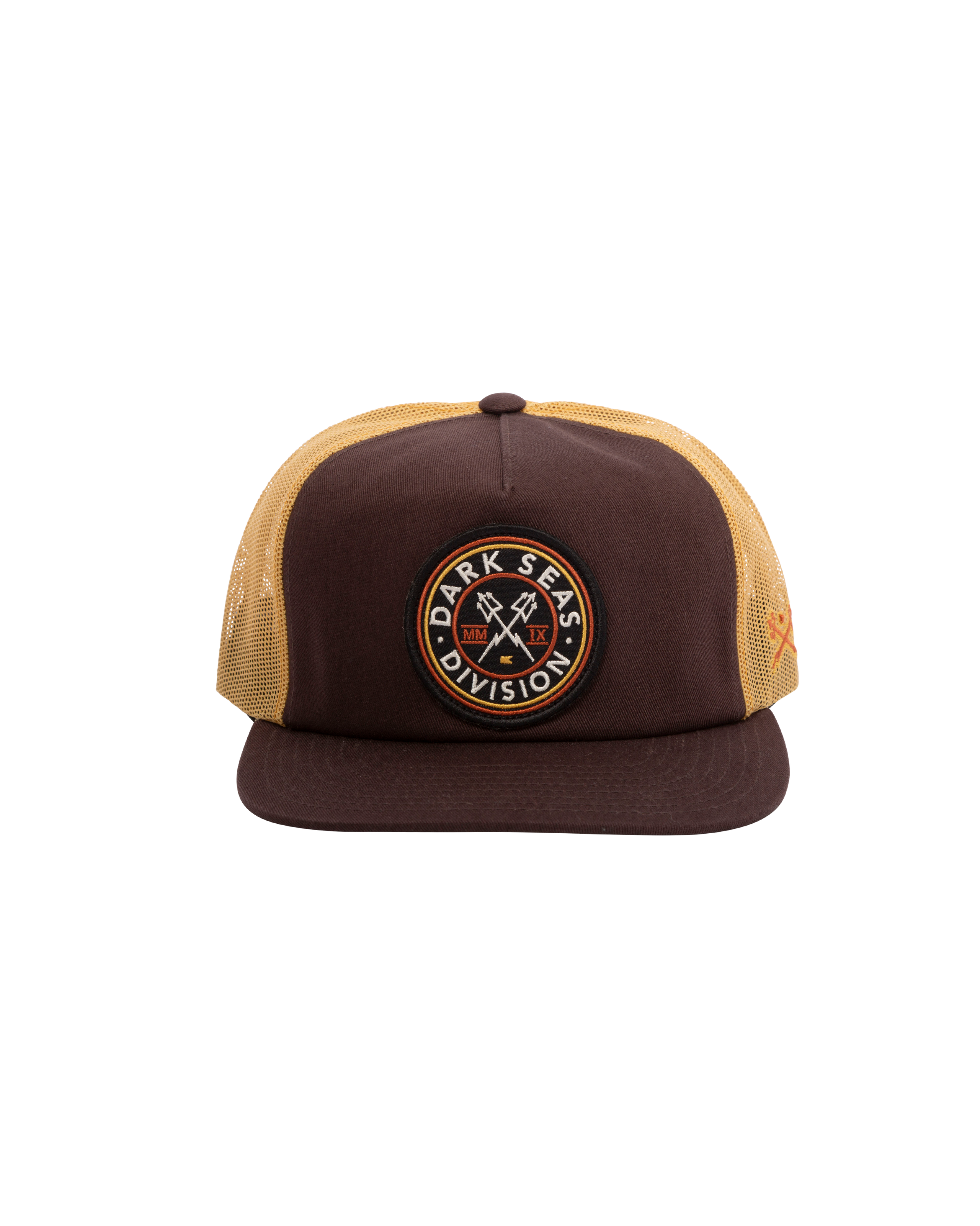 dark-seas-nav-trucker-hat-brown-gold